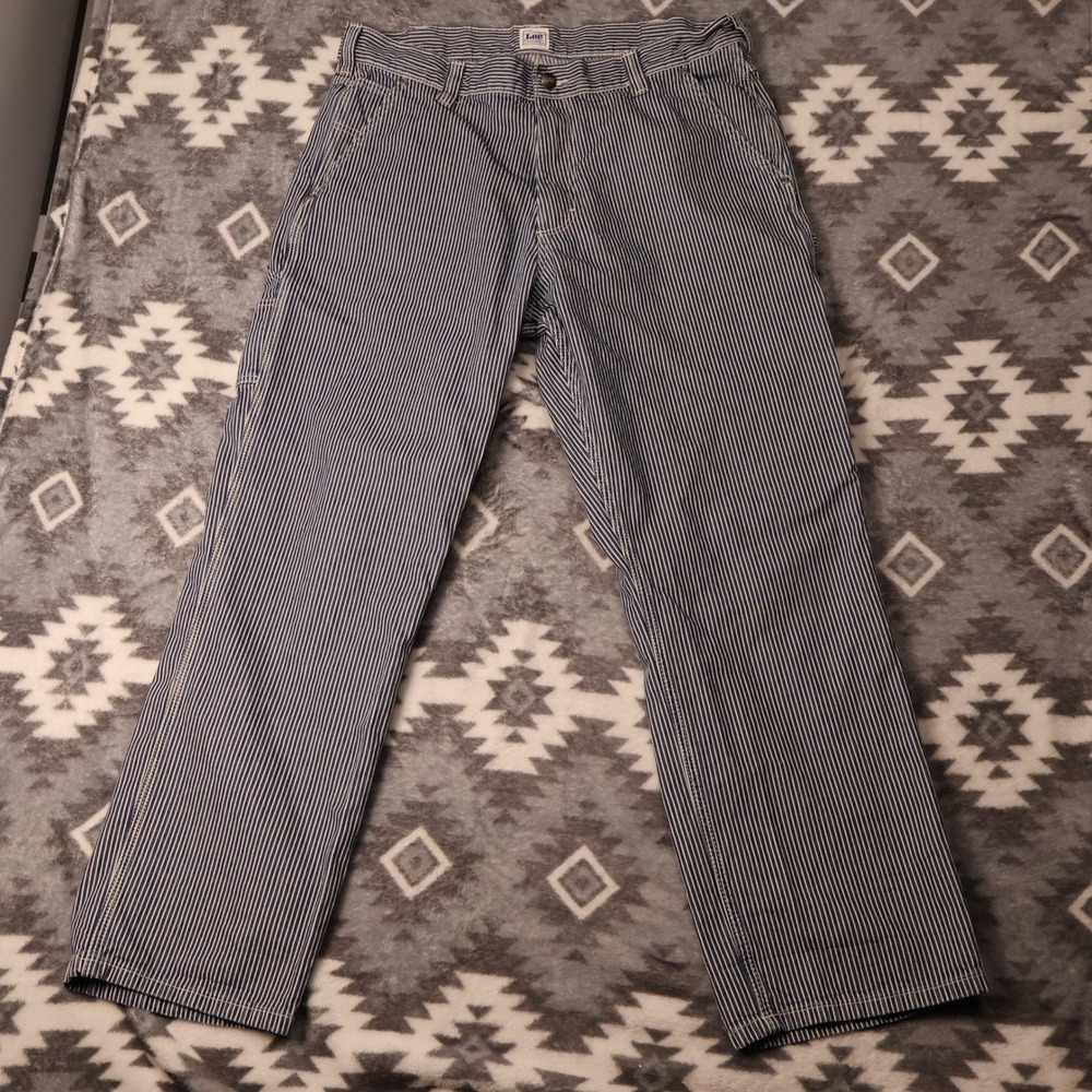 Lee Workwear Hickory Stripe Carpenter Pants Blue White 38x32 112362293